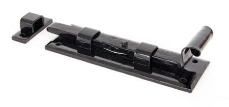 Black 6" Straight Door Bolt | 33015