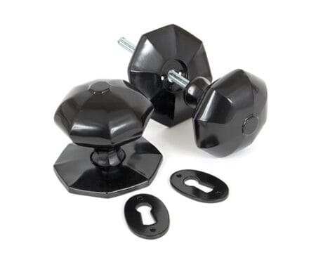 Black Large Octagonal Mortice/Rim Knob Set | 33065