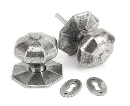 Pewter Large Octagonal Mortice/Rim Knob Set | 33066