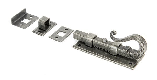 From the Anvil Pewter 4" Shepherd's Crook Universal Bolt - Pewter Patina