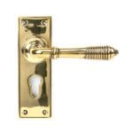 Aged Brass Reeded Lever Euro Lock Set | 33085