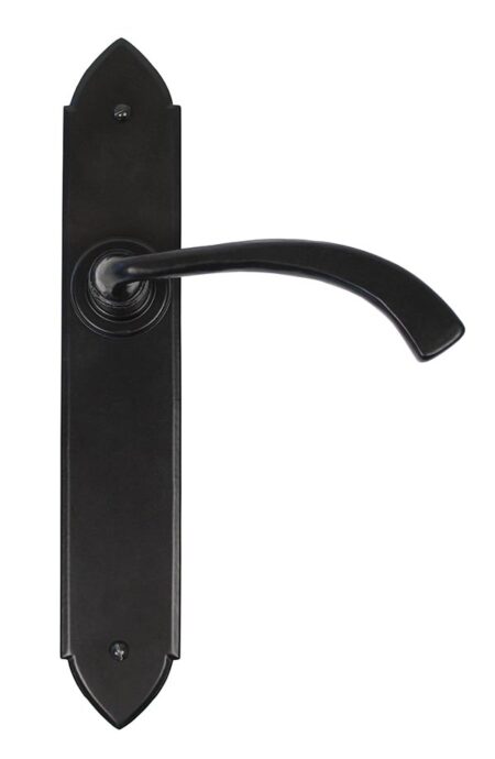 Black Gothic Curved Sprung Lever Latch Set | 33137