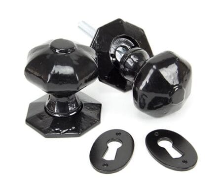 Black Octagonal Mortice/Rim Knob Set | 33250