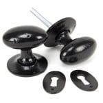 Black Oval Mortice/Rim Knob Set | 33251