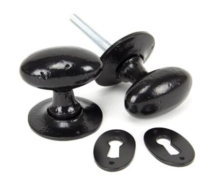 Black Oval Mortice/Rim Knob Set | 33251