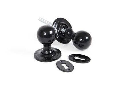 From the Anvil Round Mortice/Rim Knob Set - Black