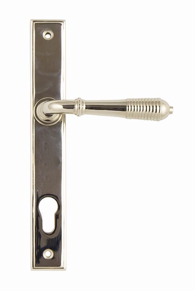 Polished Nickel Reeded Slimline Lever Espag. Lock Set | 33316