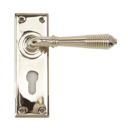 Polished Nickel Reeded Lever Euro Lock Set | 33327