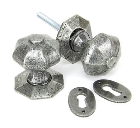 Pewter Octagonal Mortice/Rim Knob Set | 33643