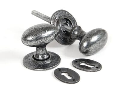 Pewter Oval Mortice/Rim Knob Set | 33644
