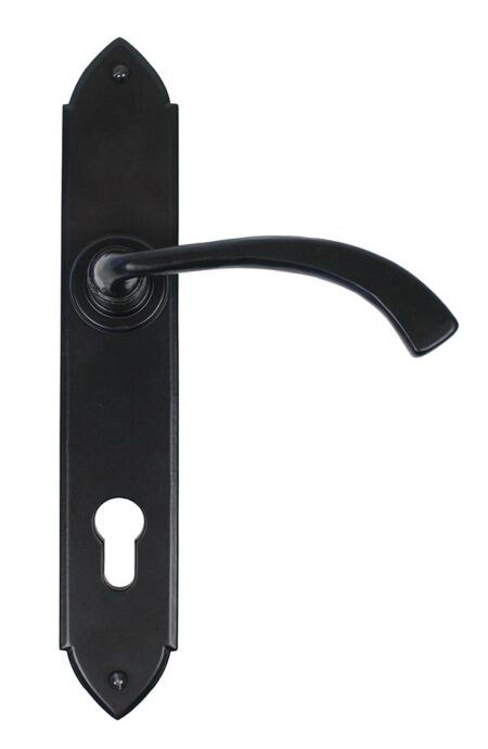 Black Gothic Curved Lever Espag. Lock Set | 33764