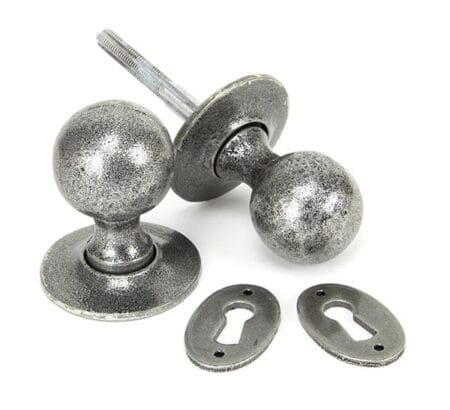 Pewter Round Mortice/Rim Knob Set | 33778