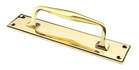 Aged Brass 300mm Art Deco Pull Handle on Backplate | 45379