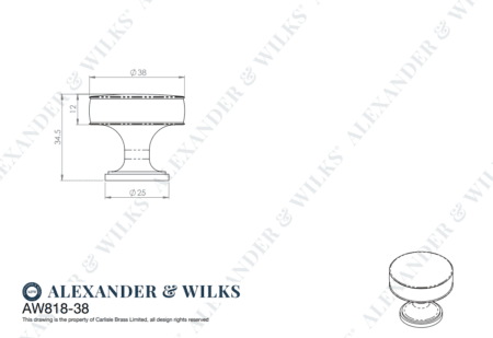 Alexander & Wilks Lynd Hammered Cupboard Knob - Polished Chrome - 38mm - Image 2