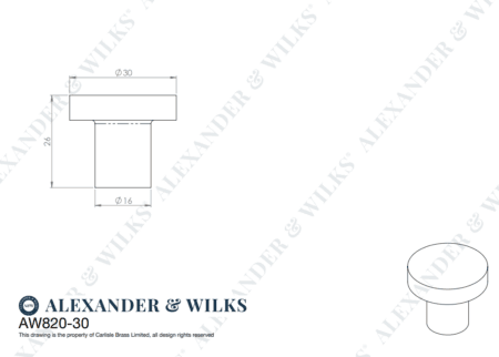 Alexander & Wilks Hanover Hammered Cupboard Knob - Polished Nickel - 30mm - Image 2