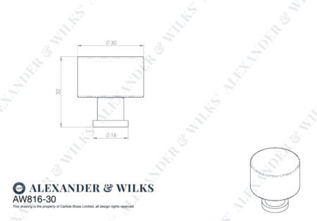 Alexander & Wilks Leila Hammered Cupboard Knob - Polished Nickel - 30mm - Image 2