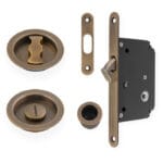 Radius Sliding Door Lock Set - Antique Brass