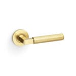 Alexander & Wilks Hurricane Knurled Lever on Round Rose - Satin Brass PVD