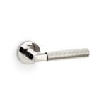 Alexander & Wilks Hurricane Reeded Lever on Round Rose - Polished Nickel PVD