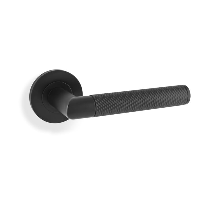 aw210bl.jpg Alexander & Wilks Harrier Knurled Lever on Round Rose - Black - Image 1