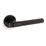 Knurled Kingstone Lever on Round Rose - Black