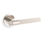 Knurled Kingstone Lever on Round Rose - Polished Nickel PVD