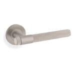 Knurled Kingstone Lever on Round Rose - Satin Nickel PVD