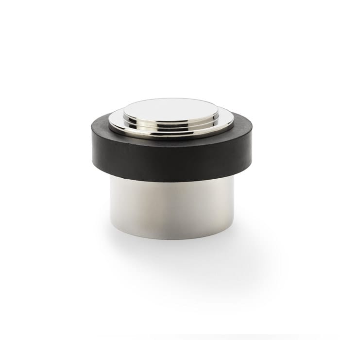 aw603pnpvd.jpg Alexander & Wilks Plain Floor Mounted Door Stop - Polished Nickel PVD - Image 1