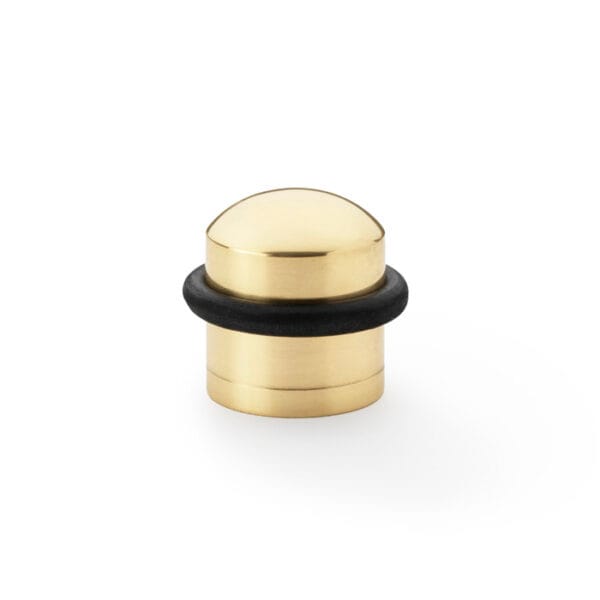 Alexander & Wilks Dome Top Floor Mounted Door Stop - Polished Brass