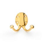 Alexander & Wilks Traditional Double Robe Hook - Unlacquered Brass