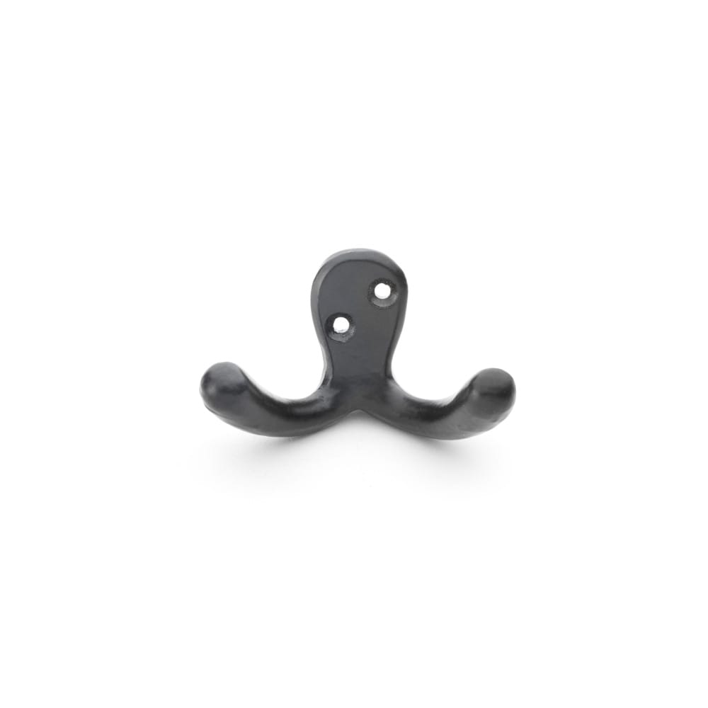 aw773bl.jpg Alexander & Wilks Victorian Double Robe Hook - Black - Image 1