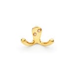 Alexander & Wilks Victorian Double Robe Hook - Polished Brass Unlacquered