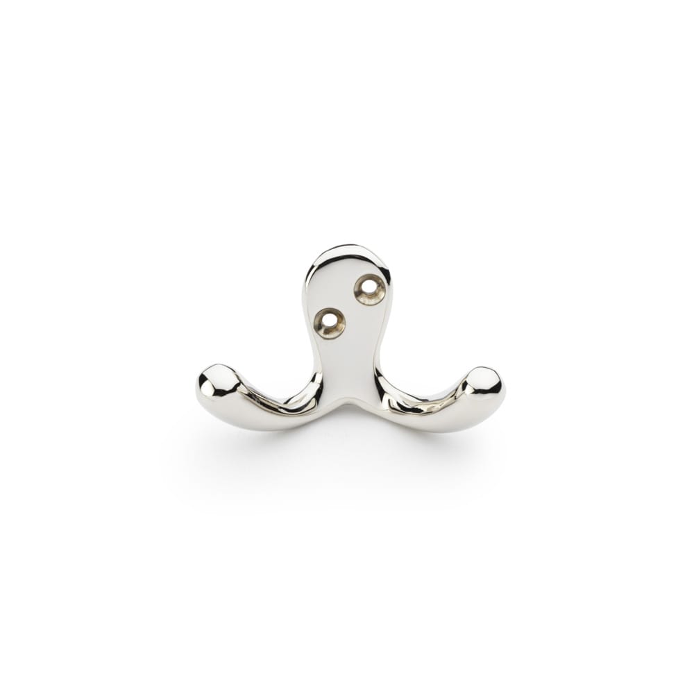 aw773pn.jpg Alexander & Wilks Victorian Double Robe Hook - Polished Nickel - Image 1