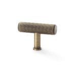 Alexander & Wilks Crispin Reeded T-bar Cupboard Knob - Antique Brass