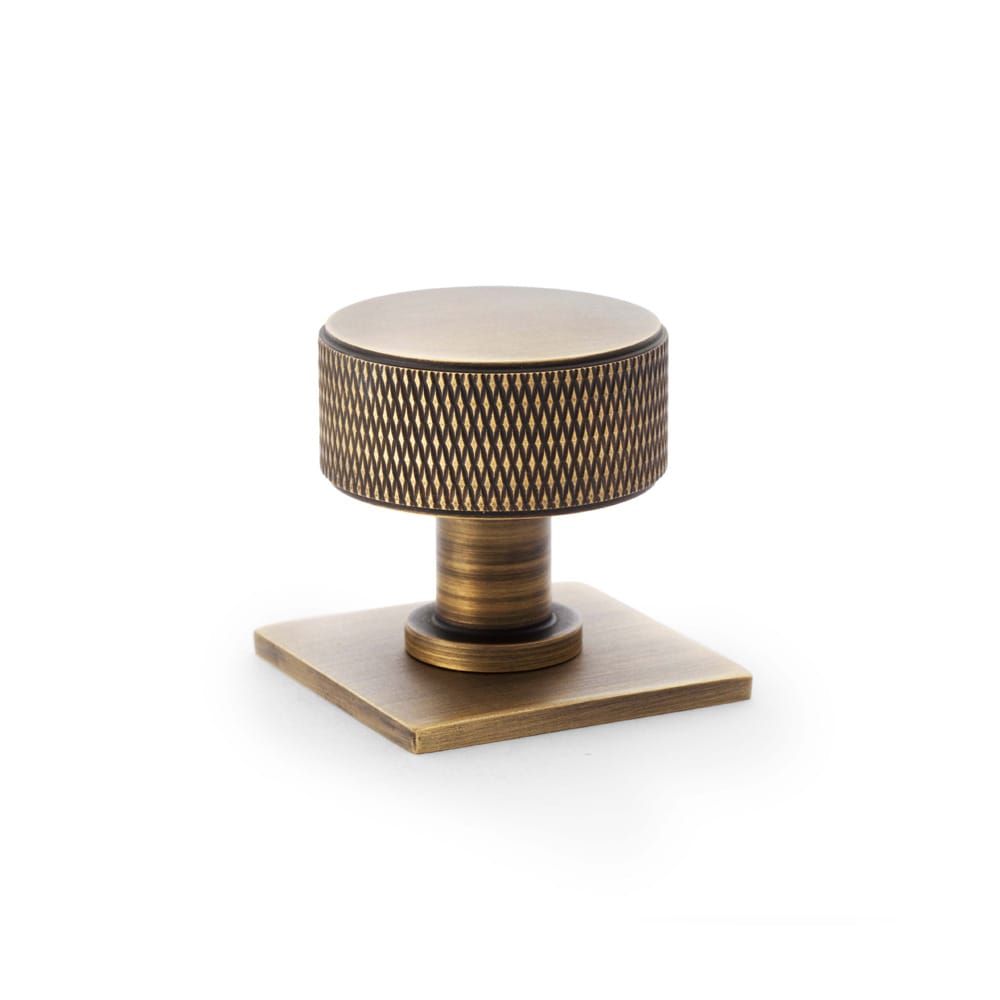 aw807k-35-ab.jpg Alexander & Wilks Lucia Knurled Cupboard Knob - Antique Brass - 35mm - Image 1