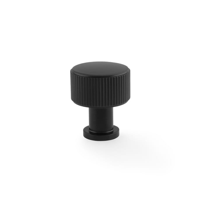 aw807r-29-bl.jpg Alexander & Wilks Lucia Reeded Cupboard Knob - Black - 29mm - Image 1