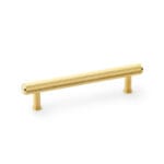 Alexander & Wilks Crispin Knurled T-bar Cupboard Pull Handle - Satin Brass PVD - Centres 128mm