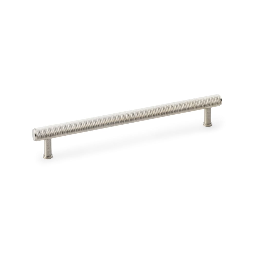 aw809-224-snpvd.jpg Alexander & Wilks Crispin Knurled T-bar Cupboard Pull Handle - Satin Nickel - Centres 224mm - Image 1