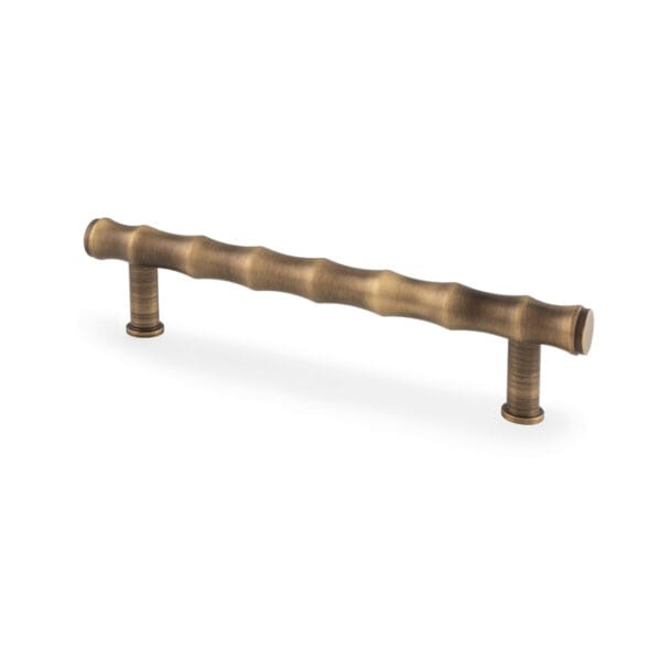 Crispin Bamboo T-bar Cupboard Pull Handle - Antique Brass - 128mm Centres