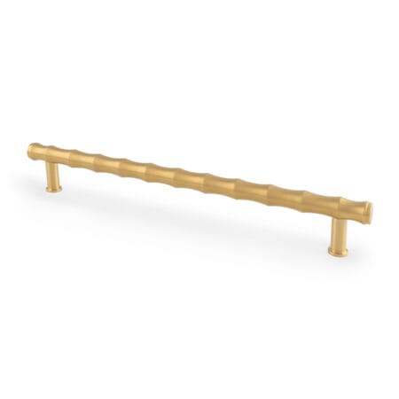 Alexander & Wilks Crispin Bamboo T-bar Cupboard Pull Handle - Satin Brass PVD - 224mm Centres