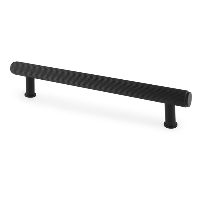 aw809r-160-bl.jpg Alexander & Wilks Crispin Reeded T-bar Cupboard Pull Handle - Black - 160mm - Image 1