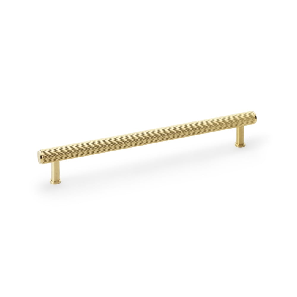 aw809r-224-sbpvd.jpg Alexander & Wilks Crispin Reeded T-bar Cupboard Pull Handle - Satin Brass PVD - 224mm - Image 1
