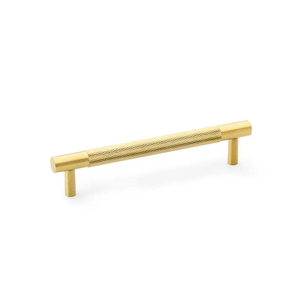 aw810-128-sbpvd.jpg Alexander & Wilks Brunel Knurled T-Bar Cupboard Handle - Satin Brass PVD - Centres 128mm - Image 1