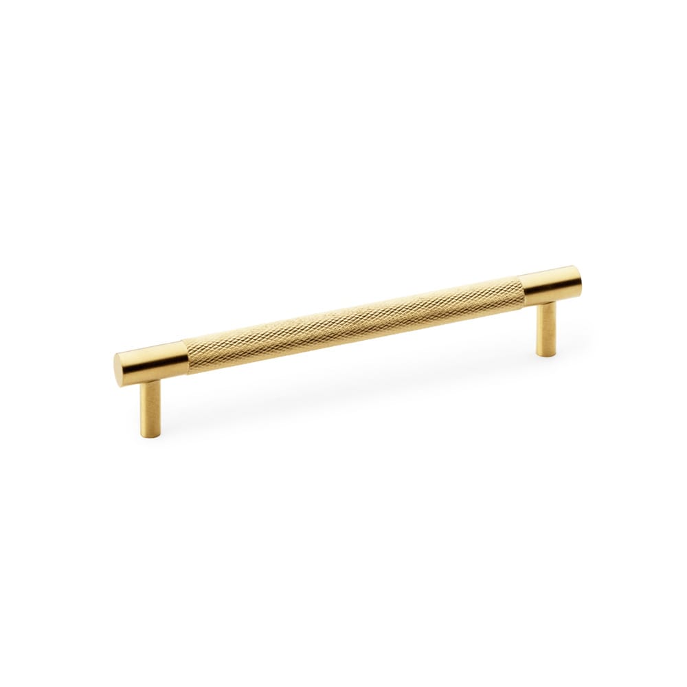 aw810-160-sbpvd.jpg Alexander & Wilks Brunel Knurled T-Bar Cupboard Handle - Satin Brass PVD - Centres 160mm - Image 1
