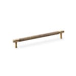 Alexander & Wilks Brunel Knurled T-Bar Cupboard Handle - Antique Brass - Centres 192mm