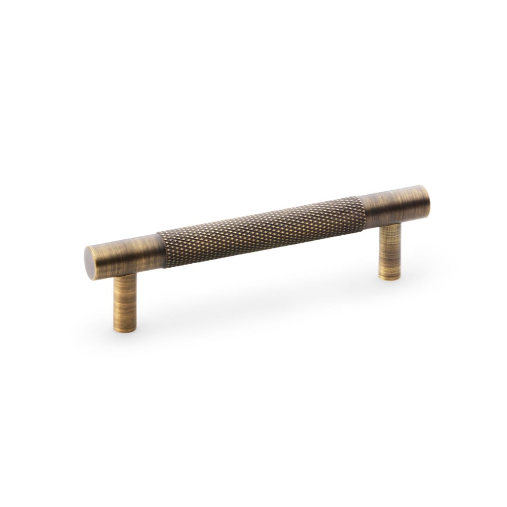aw810-96-ab.jpg Alexander & Wilks Brunel Knurled T-Bar Cupboard Handle - Antique Brass - Centres 96mm - Image 1