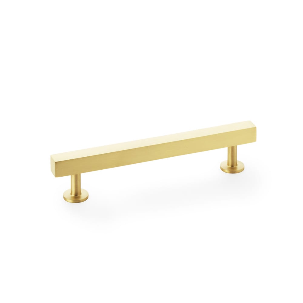 aw815-128-sbpvd.jpg Alexander & Wilks Square T-Bar Cabinet Pull Handle - Satin Brass - Centres 128mm - Image 1