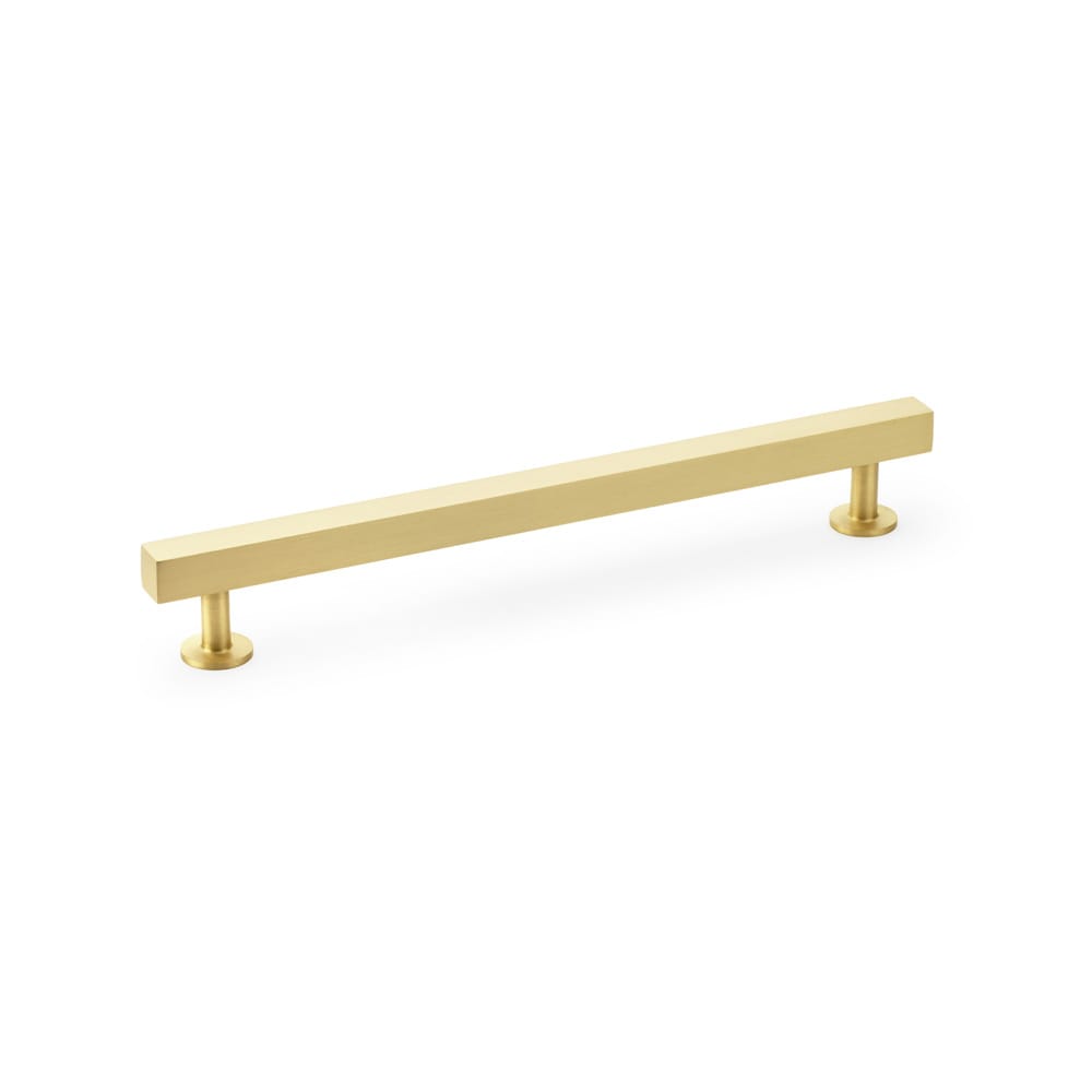 aw815-192-sb.jpg Alexander & Wilks Square T-Bar Cabinet Pull Handle - Satin Brass - Centres 192mm - Image 1
