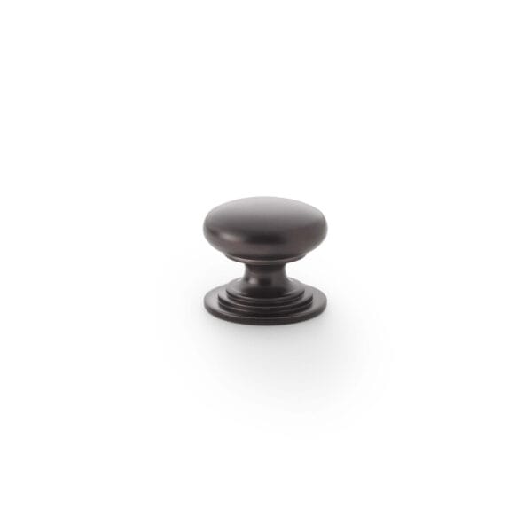 Alexander & Wilks Waltz Round Cupboard Knob On Stepped Rose - Dark Bronze - 25mm