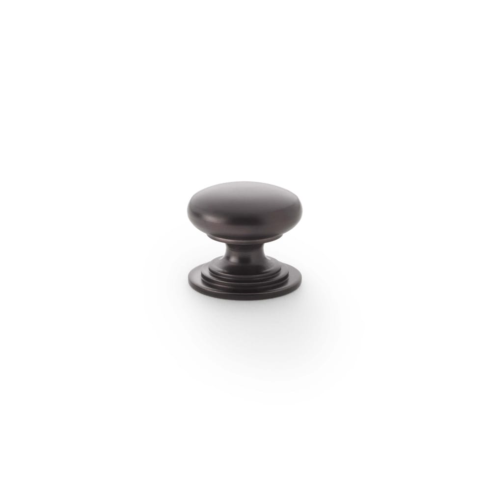 aw825-25-dbz.jpg Alexander & Wilks Waltz Round Cupboard Knob On Stepped Rose - Dark Bronze - 25mm - Image 1